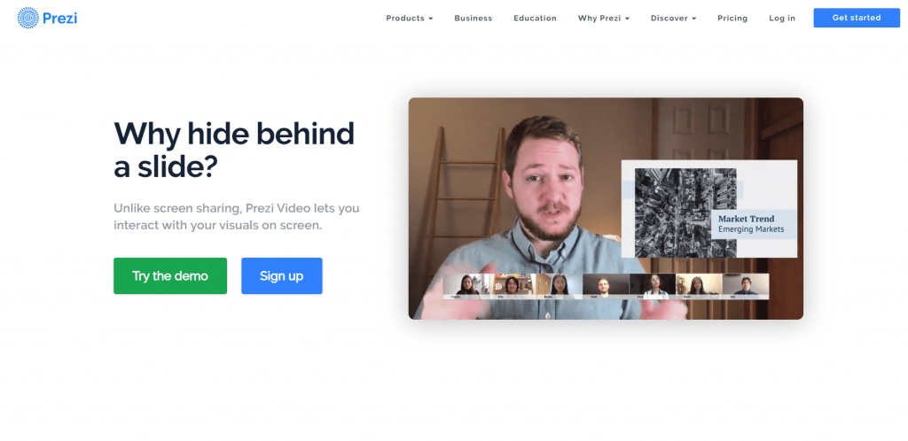 Prezi home page